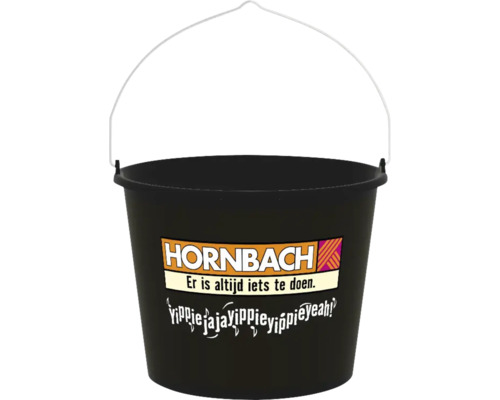 Zwarte emmer met handvat en Hornbach logo